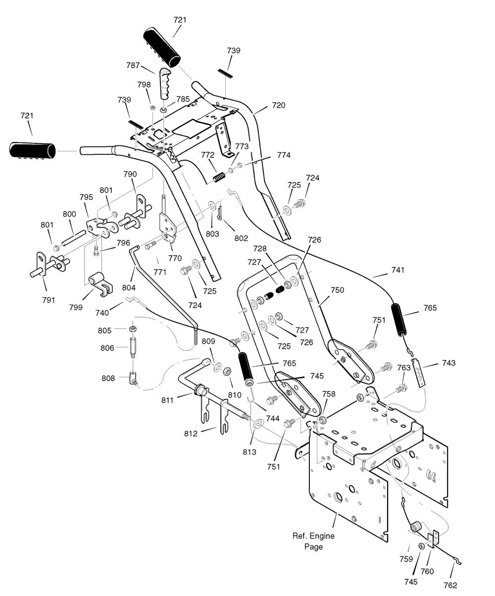 Handle Assembly Diagram and Parts List for 6291570X85-18-2847-28 2007 Briggs and Stratton Snow Blower